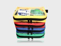 Set aus 4 farbigen Polyester-Taschen mit Fenster für Arzttasche