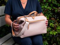 McFermoir Fashion A4 Arzttasche FA3016 Pink-Camel mit extra Schultergurt