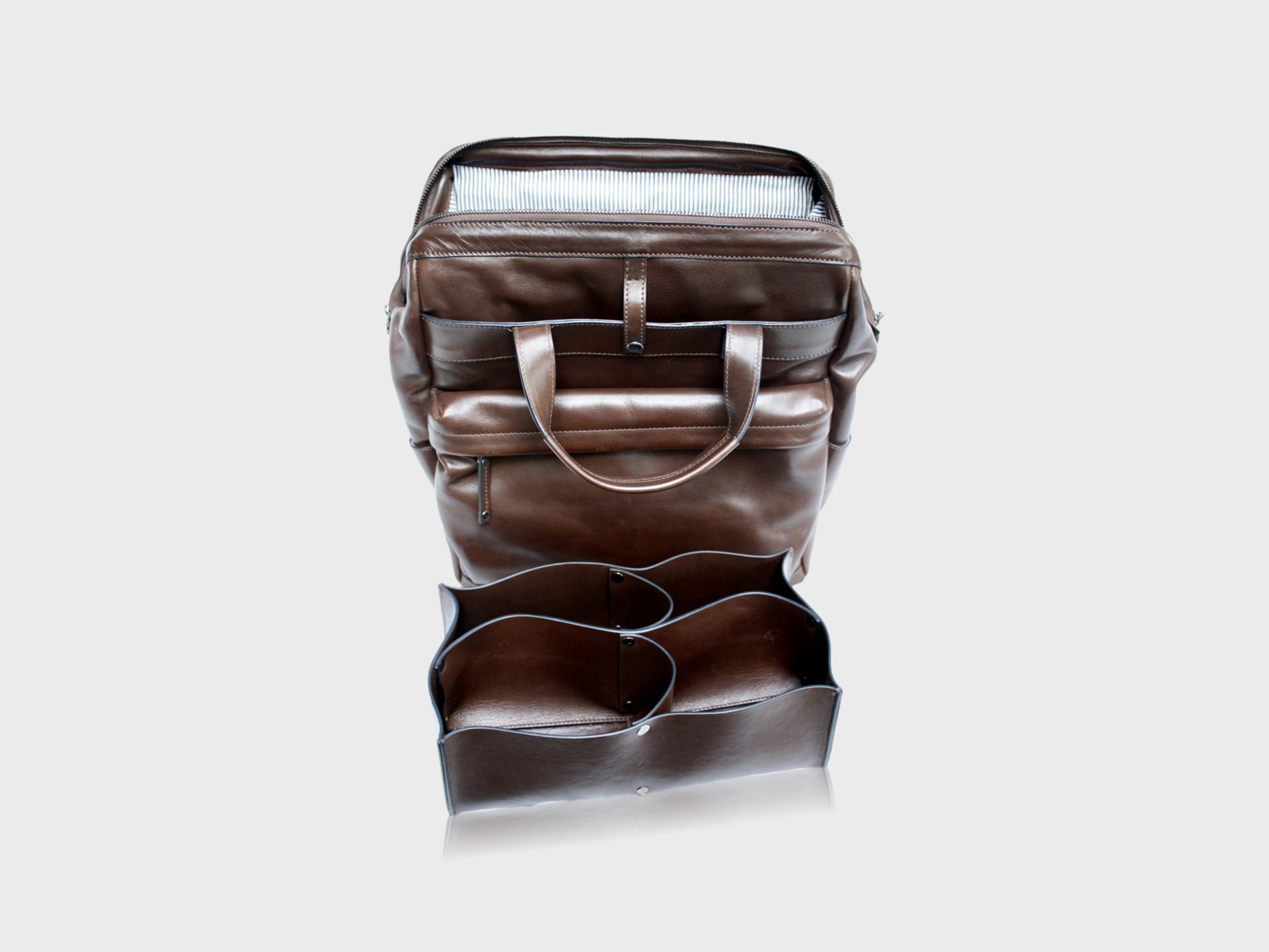 McFermoir zipper donkerbruin met vakverdeling