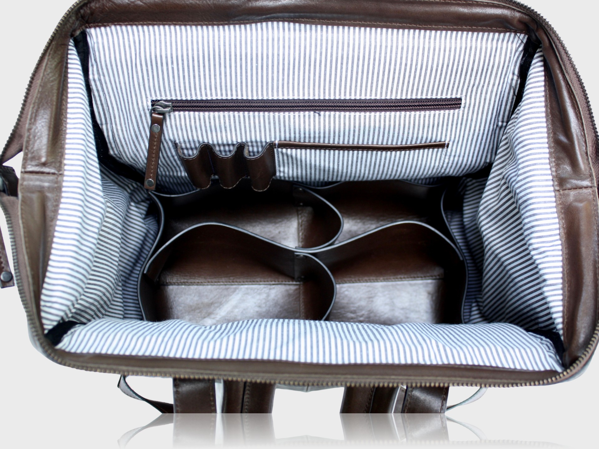 McFermoir zipper donkerbruin open