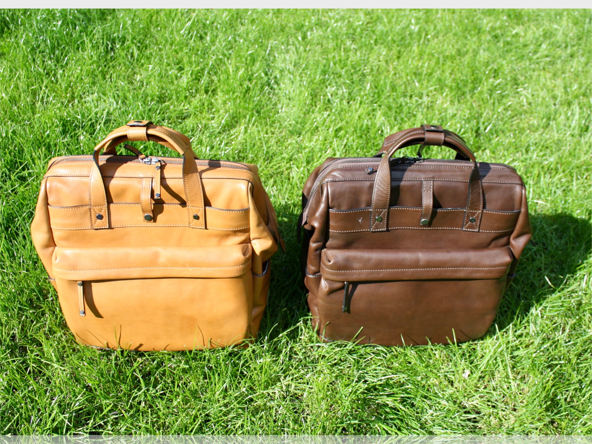McFermoir zipper op gras cognac en dbruin