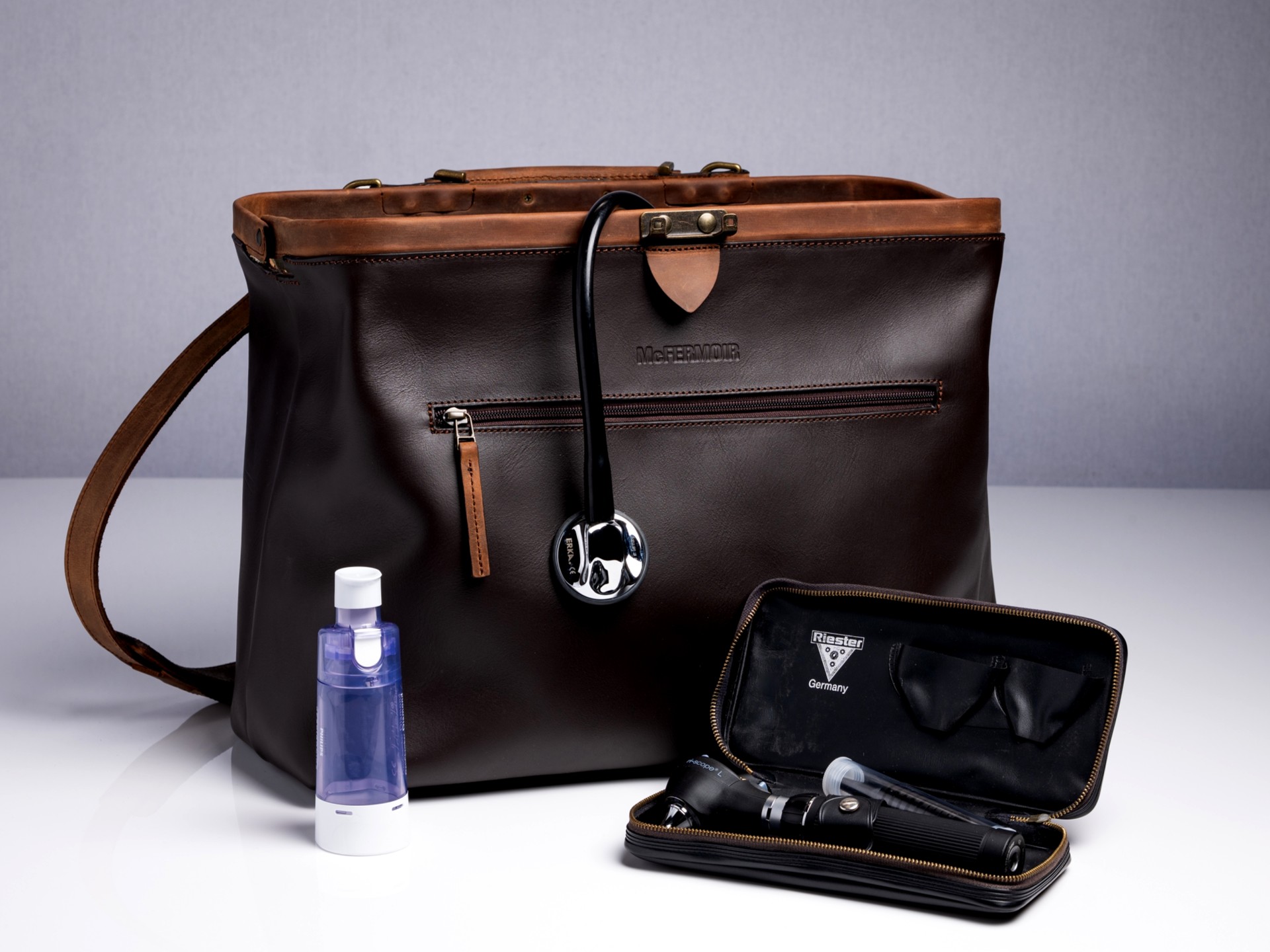 McFermoir Arzttasche A4 Wout 133014-73 Dark Brown mit Ranger – Bild 9