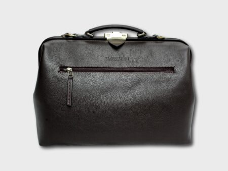 McFermoir Arzttasche A4 Fashion 3016 Dunkelbraun Genarbtes Glattes Leder