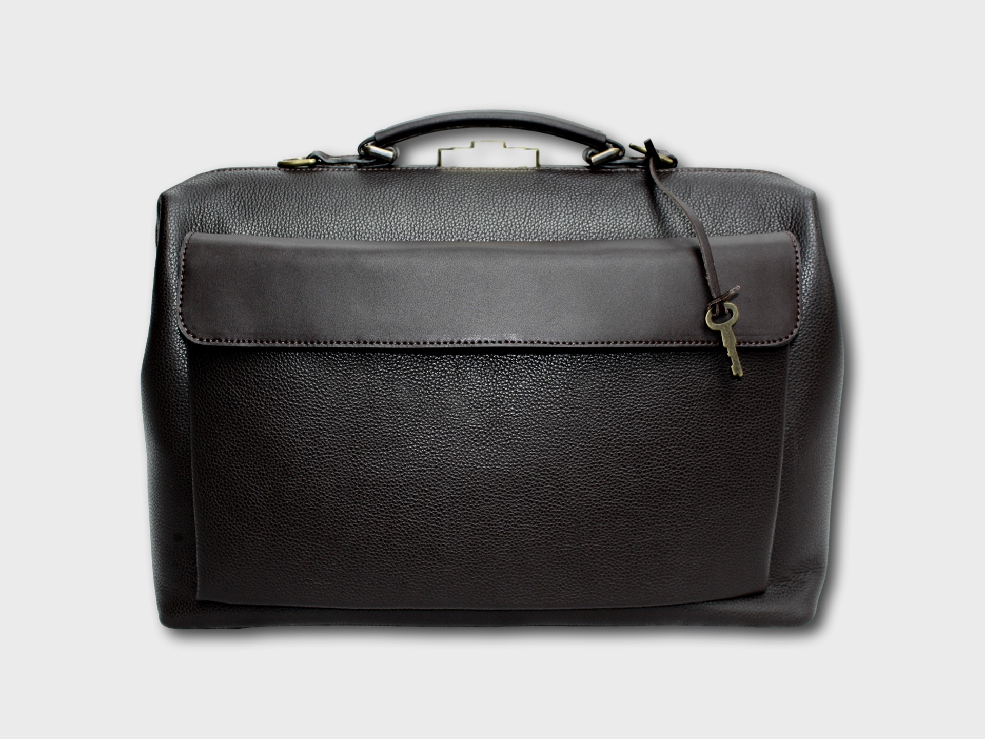 McFermoir Arzttasche A4 Fashion 3016 Dunkelbraun Genarbtes Glattes Leder – Bild 3