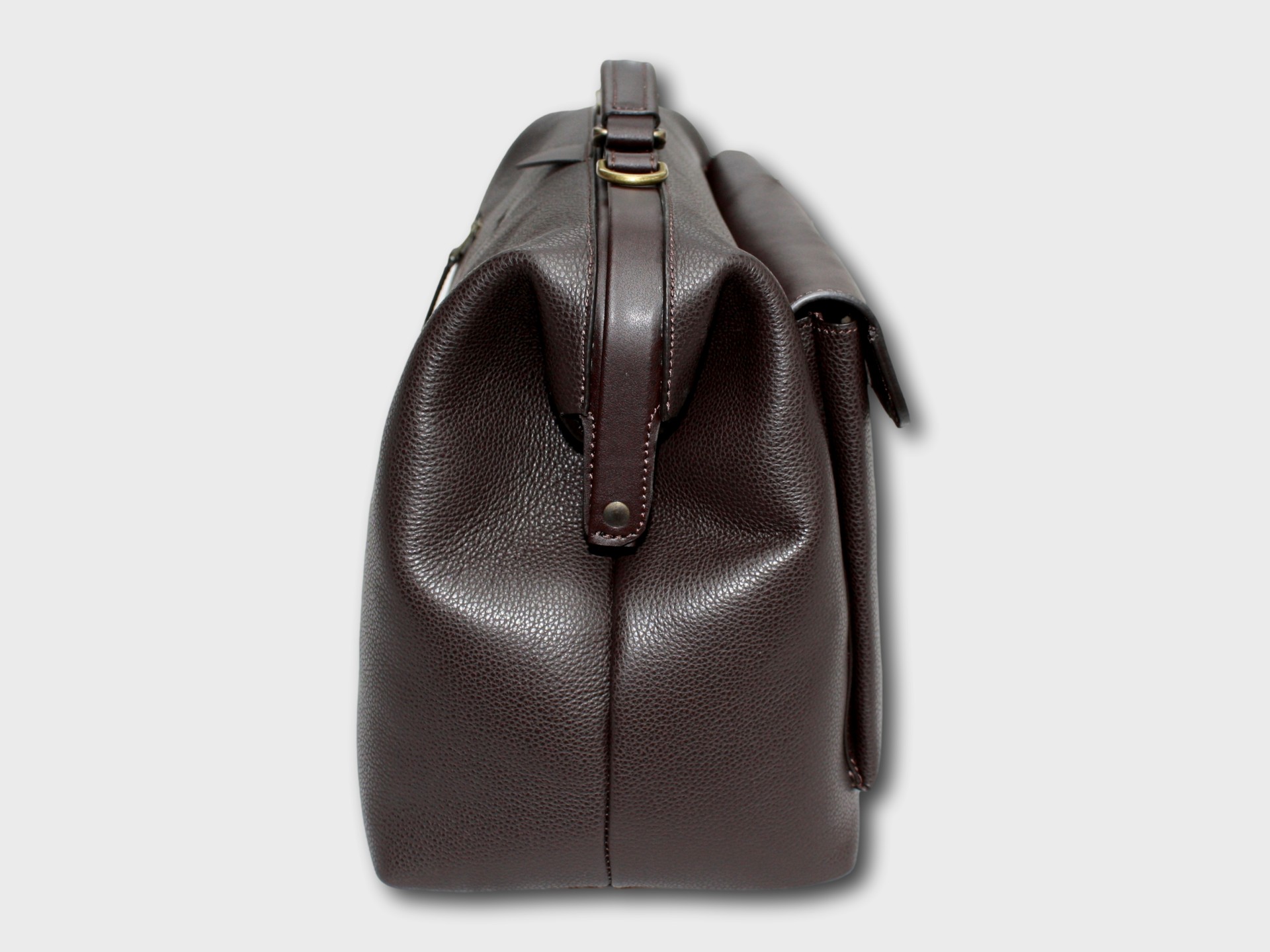 McFermoir Arzttasche A4 Fashion 3016 Dunkelbraun Genarbtes Glattes Leder – Bild 5